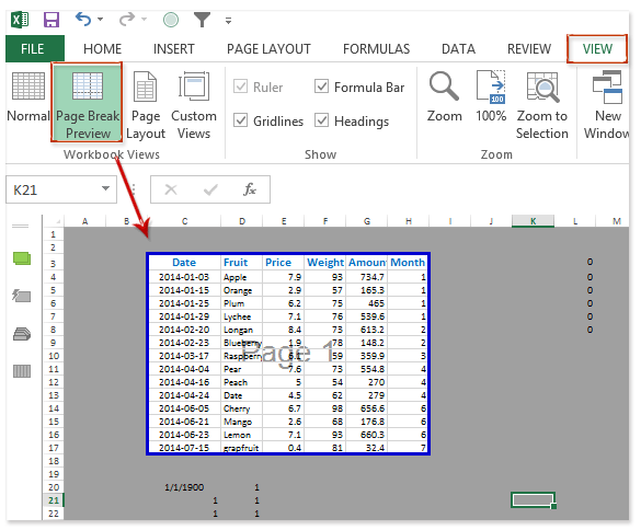 excel for mac set print area